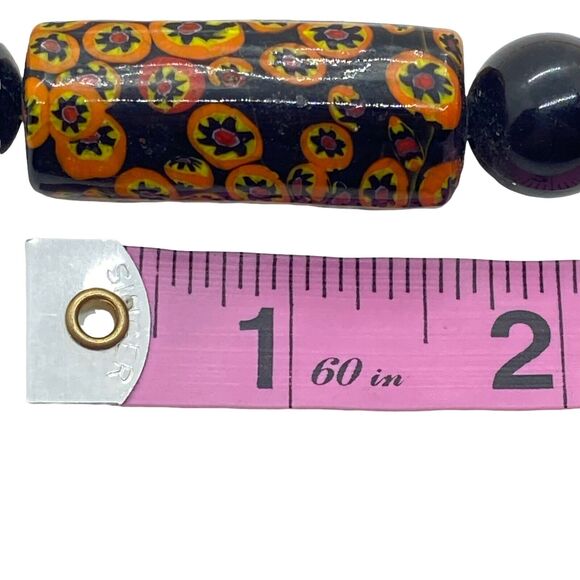 Necklace Orange Vintage Womens Acrylic Ceramic Funky Fun Clasp Beaded 24" - Picture 8 of 11